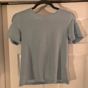 Blue Plain Tee with Lacey Collar